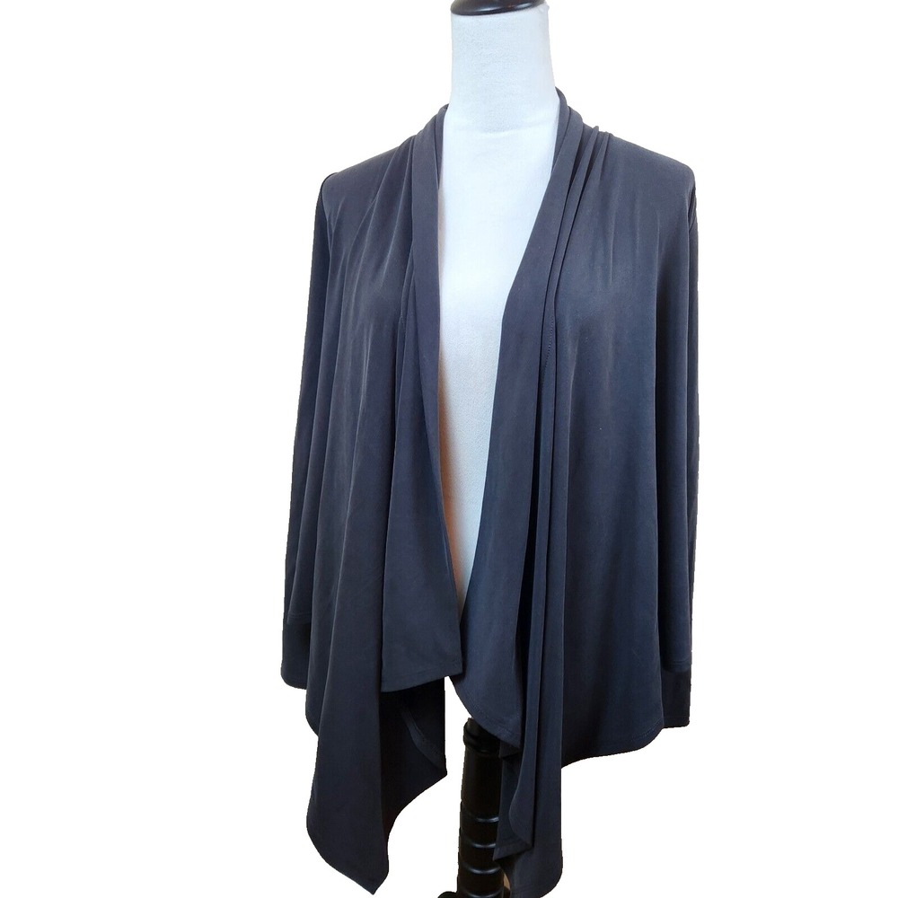 White House Black Market Open Front Cardigan XXS Black Solid Stretch Top‎ NWT